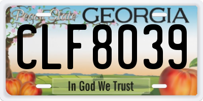 GA license plate CLF8039