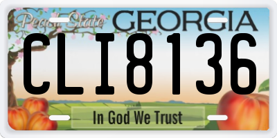 GA license plate CLI8136