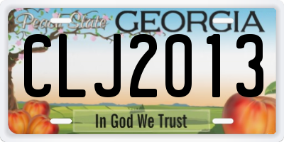 GA license plate CLJ2013