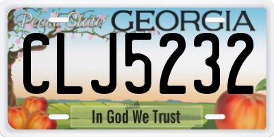 GA license plate CLJ5232