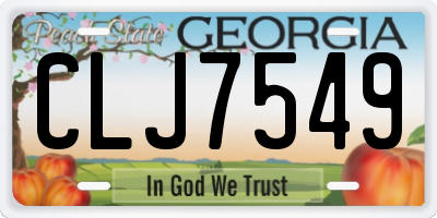 GA license plate CLJ7549
