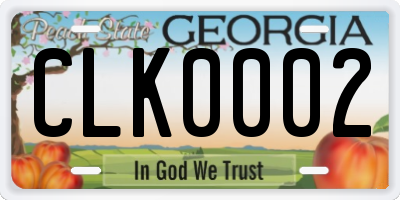 GA license plate CLK0002