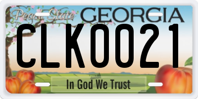 GA license plate CLK0021
