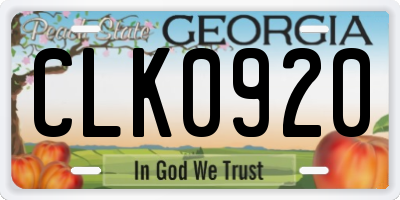 GA license plate CLK0920
