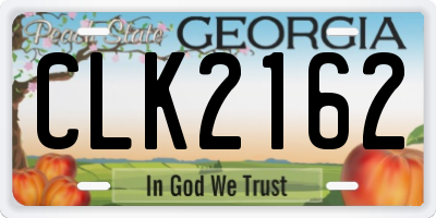 GA license plate CLK2162