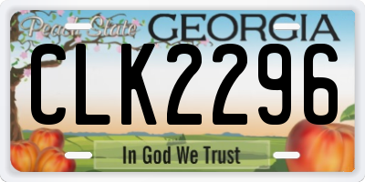 GA license plate CLK2296
