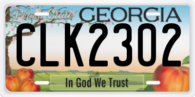 GA license plate CLK2302