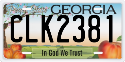 GA license plate CLK2381