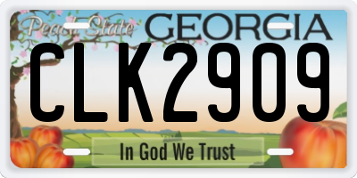 GA license plate CLK2909