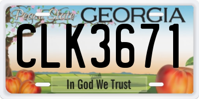 GA license plate CLK3671