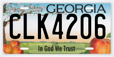 GA license plate CLK4206