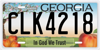 GA license plate CLK4218