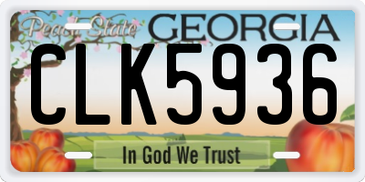 GA license plate CLK5936