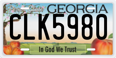 GA license plate CLK5980