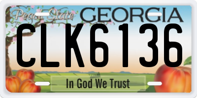 GA license plate CLK6136