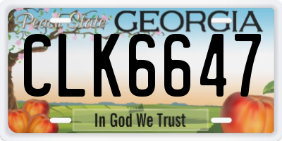 GA license plate CLK6647