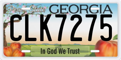 GA license plate CLK7275