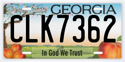 GA license plate CLK7362