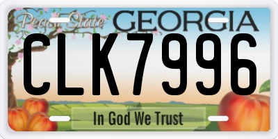 GA license plate CLK7996