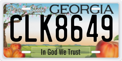 GA license plate CLK8649