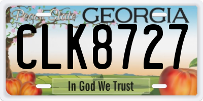 GA license plate CLK8727