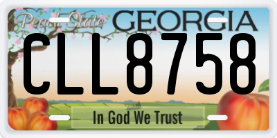 GA license plate CLL8758