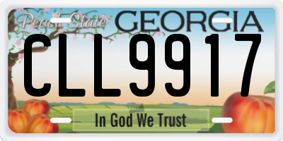 GA license plate CLL9917