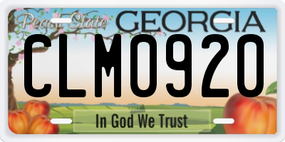 GA license plate CLM0920