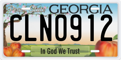 GA license plate CLN0912