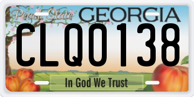 GA license plate CLQ0138