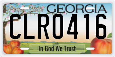 GA license plate CLR0416
