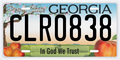 GA license plate CLR0838