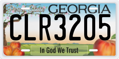 GA license plate CLR3205