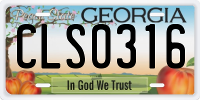 GA license plate CLS0316