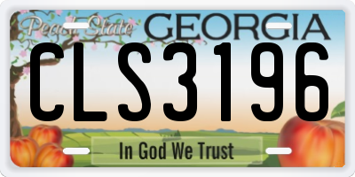 GA license plate CLS3196
