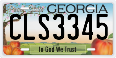 GA license plate CLS3345