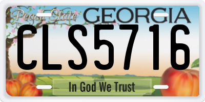 GA license plate CLS5716
