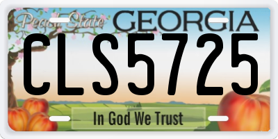 GA license plate CLS5725