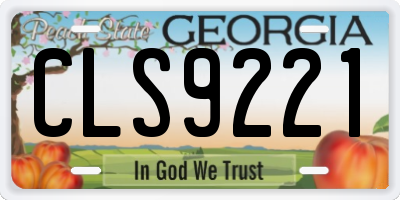 GA license plate CLS9221