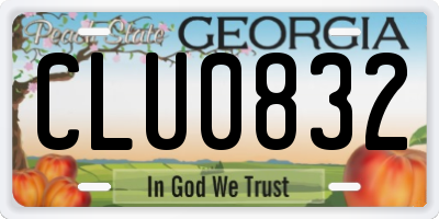 GA license plate CLU0832