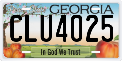 GA license plate CLU4025