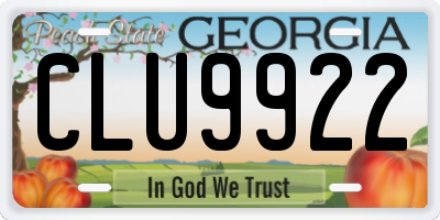 GA license plate CLU9922