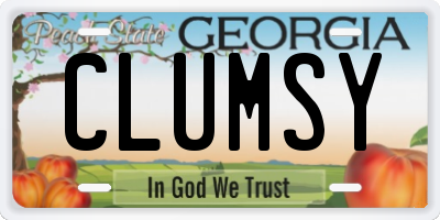 GA license plate CLUMSY