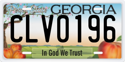 GA license plate CLV0196