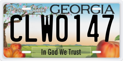 GA license plate CLW0147