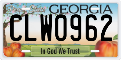GA license plate CLW0962