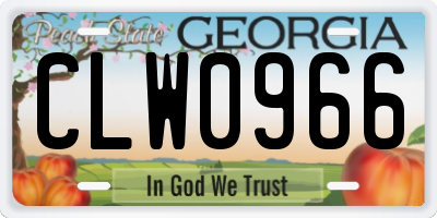 GA license plate CLW0966