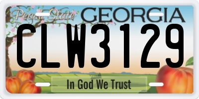 GA license plate CLW3129