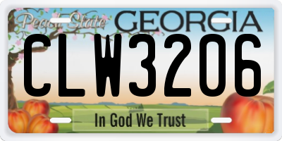 GA license plate CLW3206