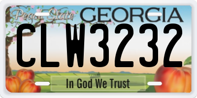 GA license plate CLW3232